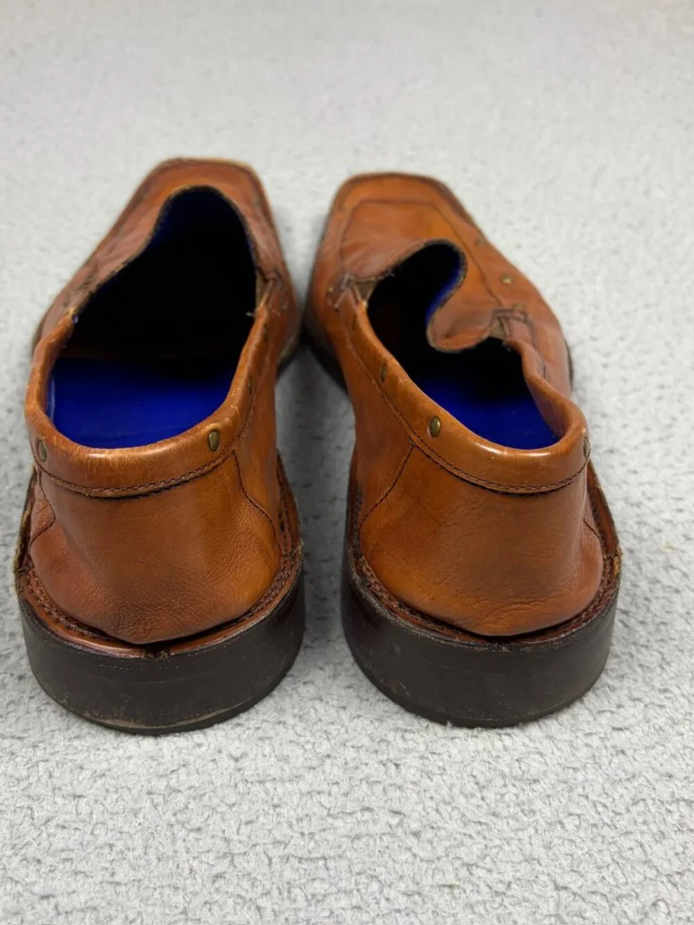 Vtg Mark Nason Shoe 9.5 Brown Made in Italy Dragon Studded Loafer Style 67333